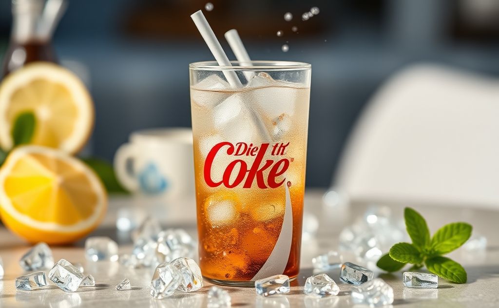 Calorie count of Diet Coke in a refreshing setting