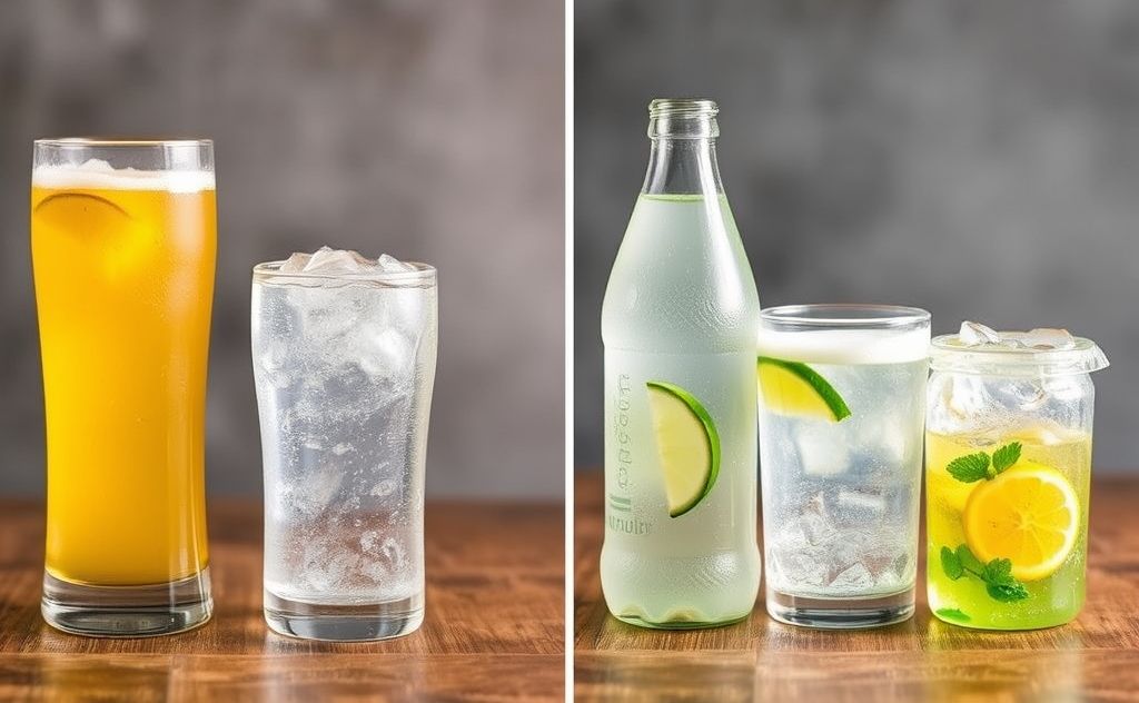 Carbonated water and sugary sodas comparison
