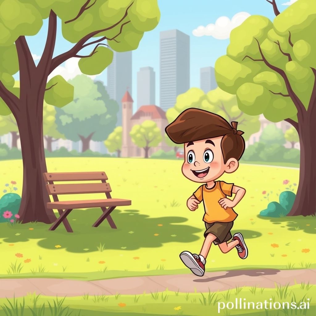Cartoon running in park