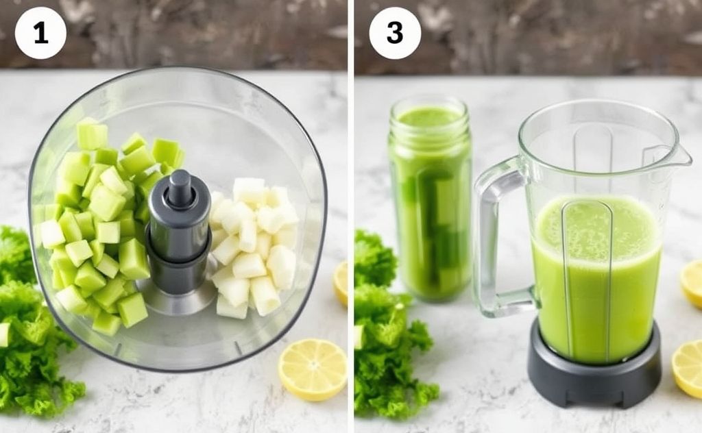 Celery juice preparation with Nutribullet steps