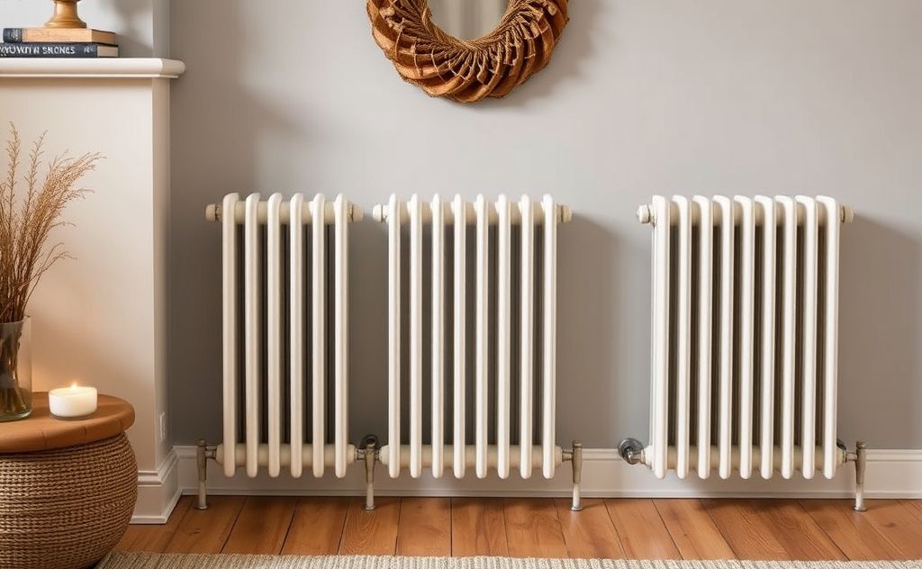 Central heating radiators in a cozy home setting