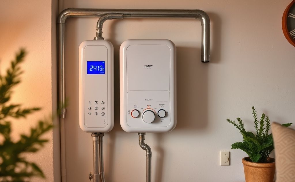 Central hot water temperature in a cozy home setting