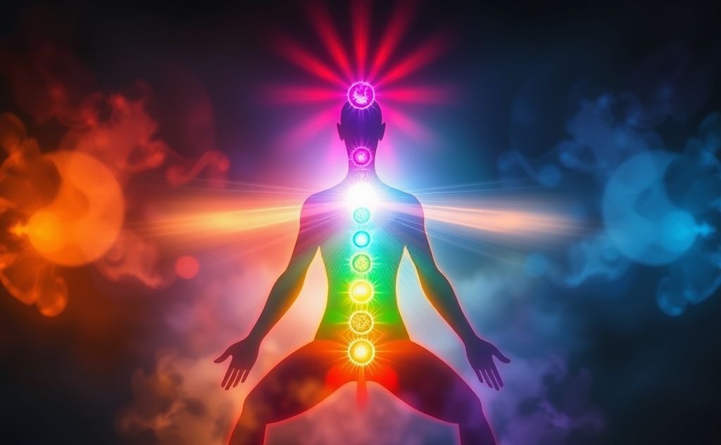Chakra alignment with vibrant energy flow