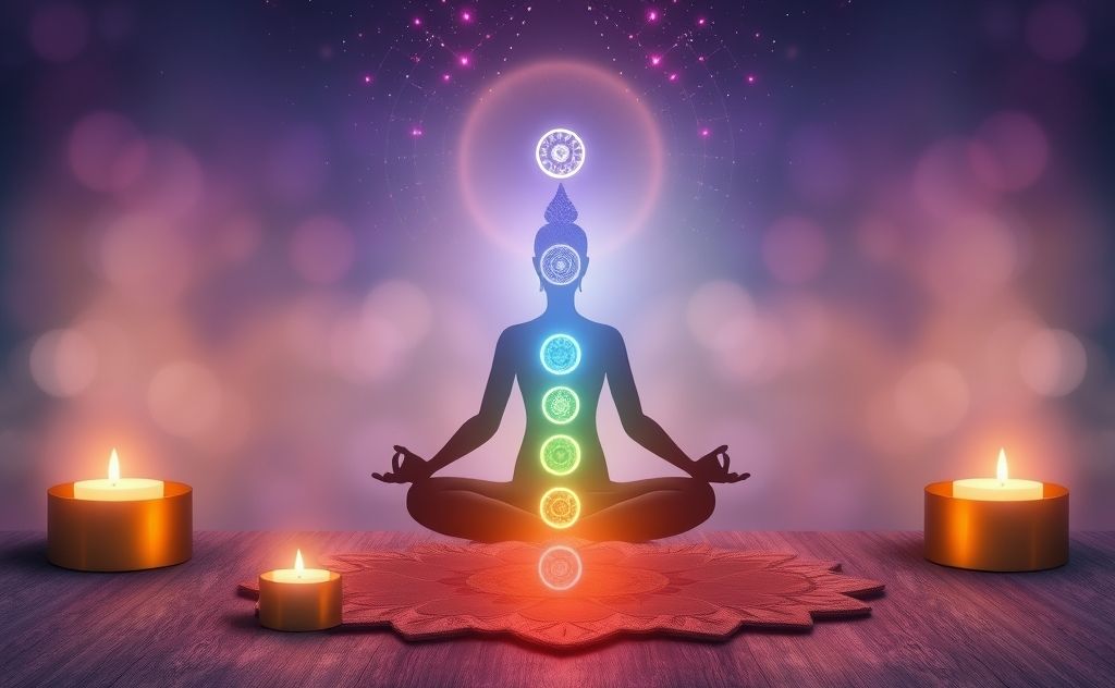 Chakra balancing ritual with calming energy flow