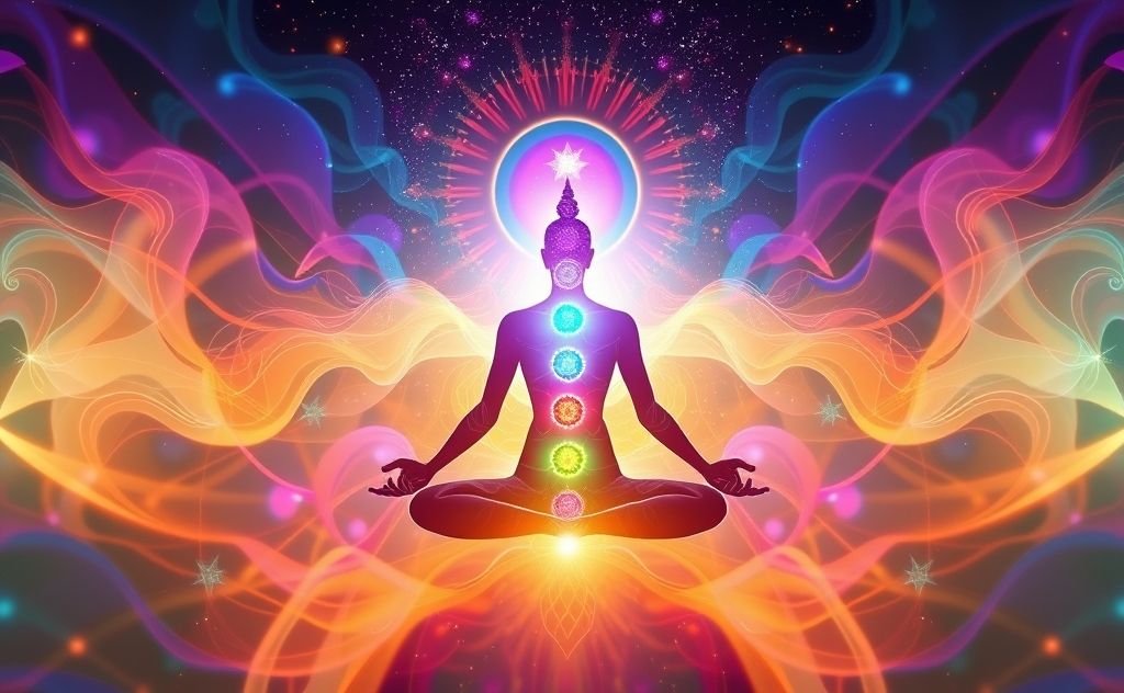 Chakra cleansing with vibrant energy flow