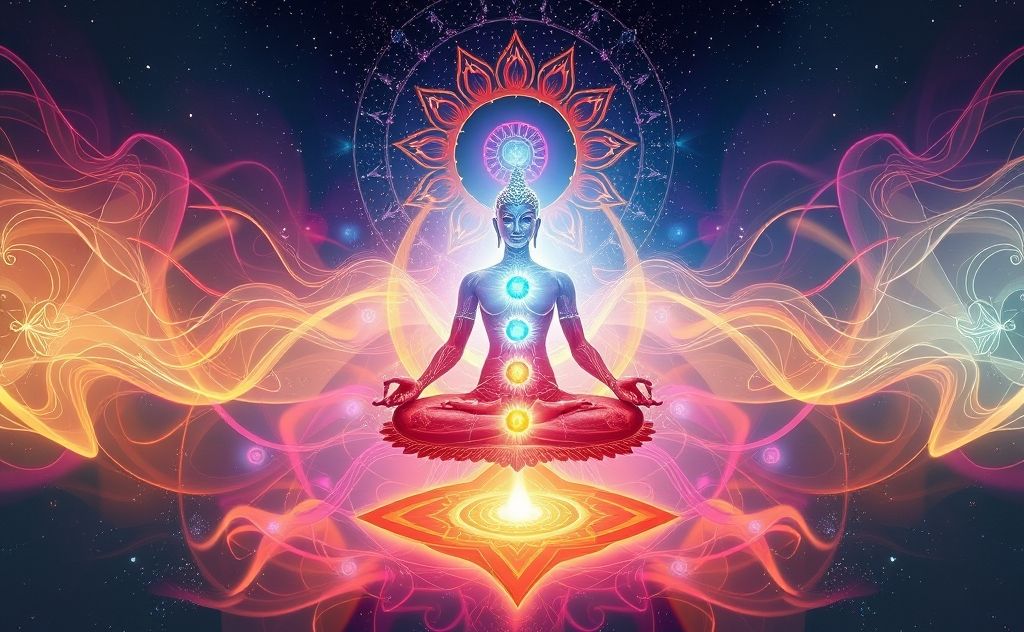 Chakra energy flow and balance concept art