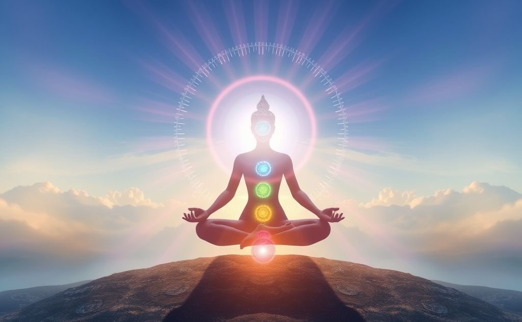 Chakra energy radiating calm and inner peace