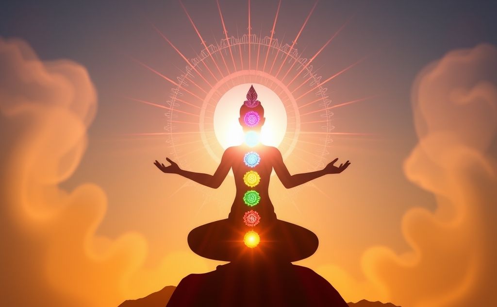 Chakra energy radiating from a vibrant silhouette