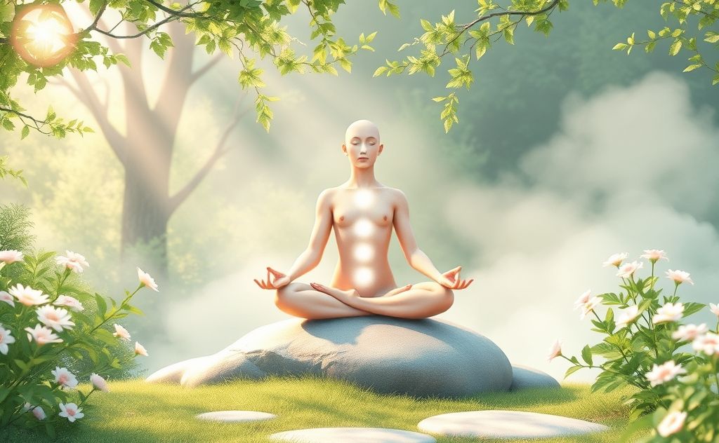 Chakra meditation guide for beginners in serene setting
