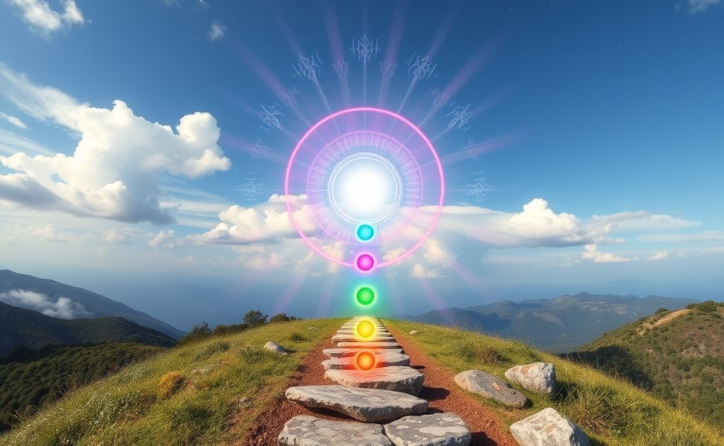 Chakra self-discovery path with vibrant energy