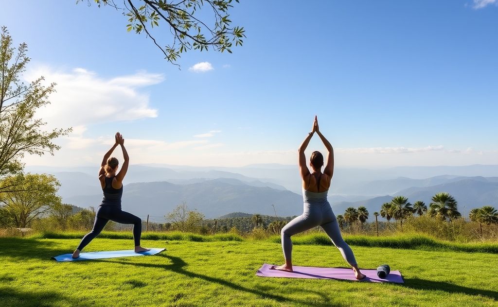 Chakra-focused yoga flow in serene nature setting