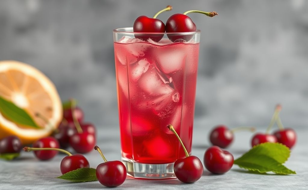 Cherry juice acidity levels in a glass