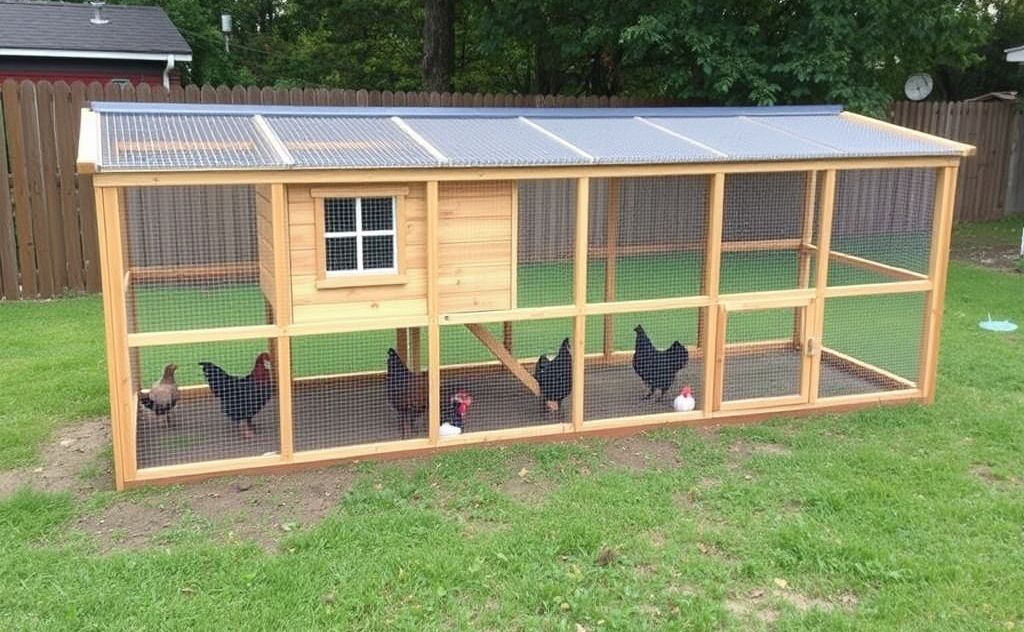 Chicken coop design for 10 chickens in a yard
