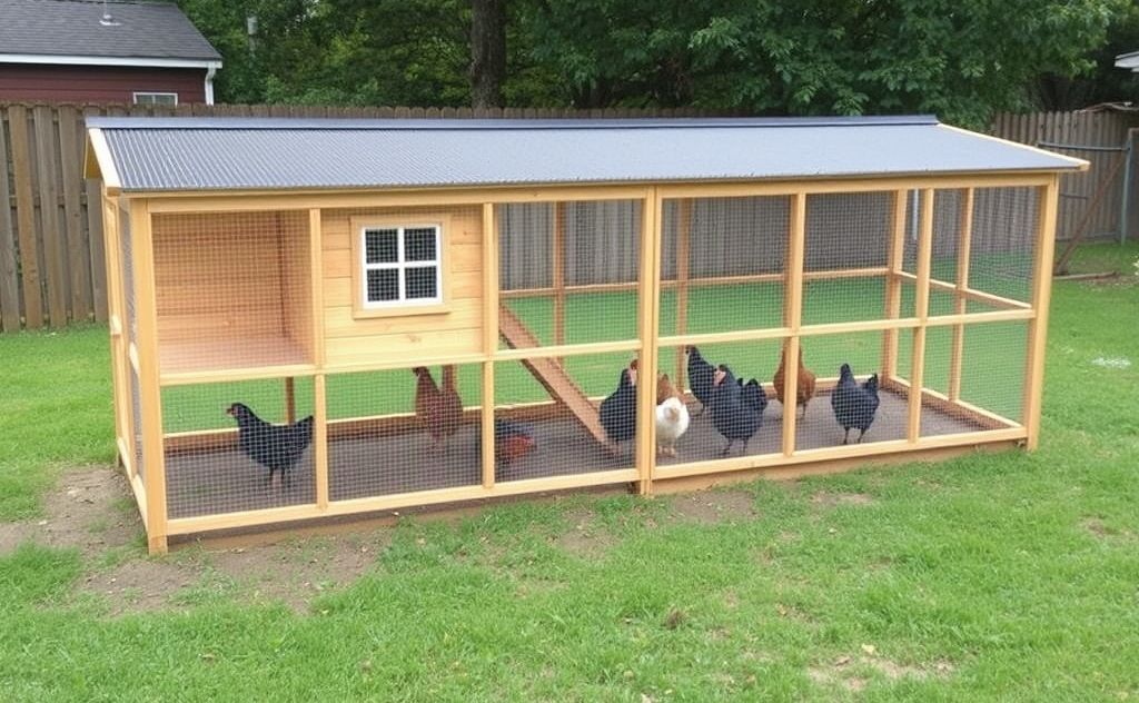 Chicken coop design for 12 chickens in a yard