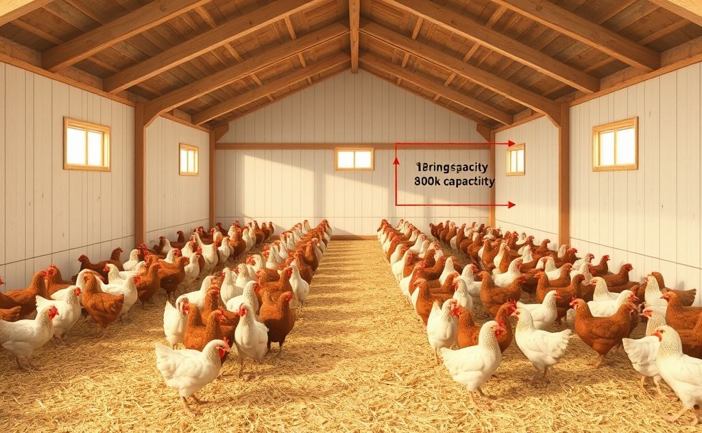 Chicken house capacity and number of chickens