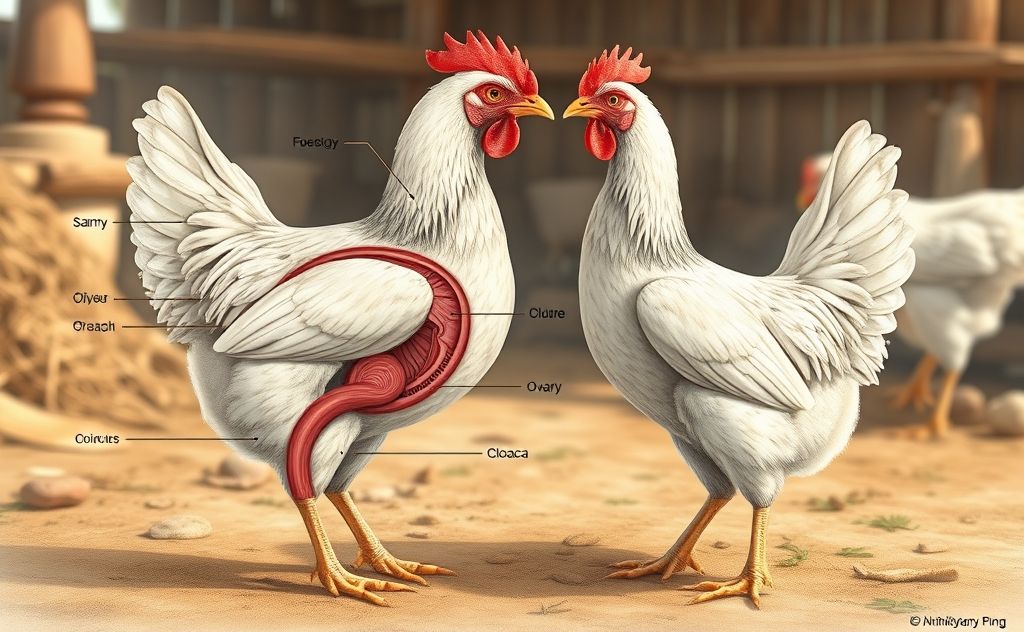 Chicken mating process and reproductive anatomy