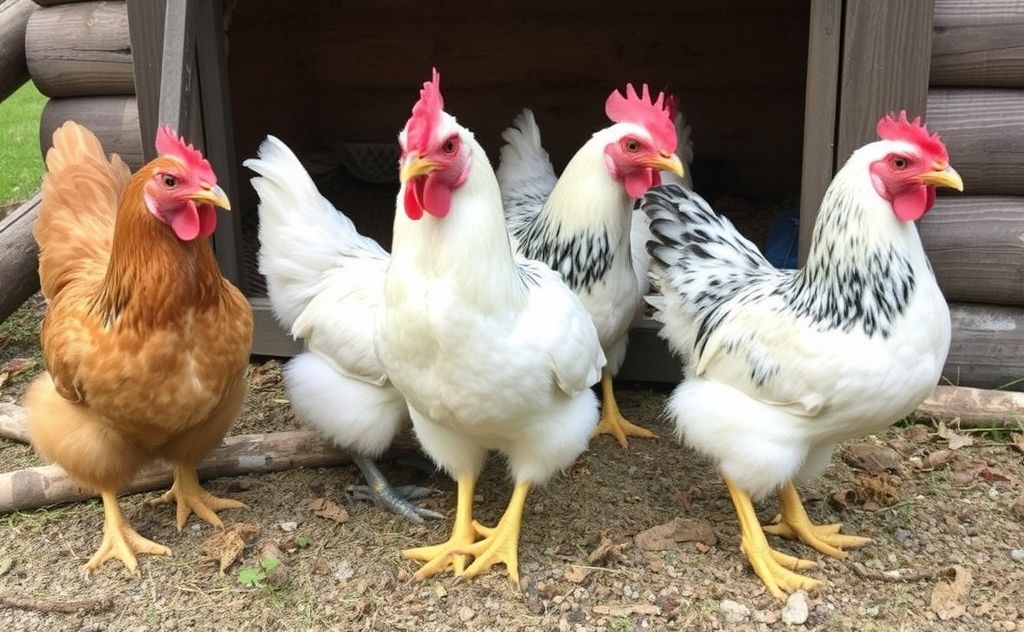 Chickens adapting to new coop environment