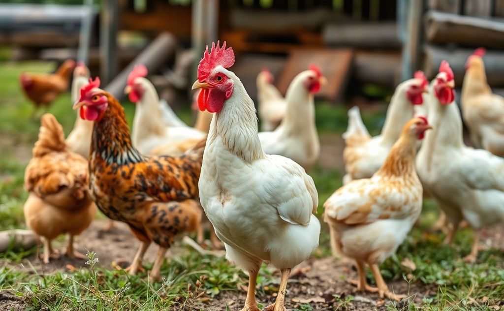 Chickens breathing in a natural farm setting