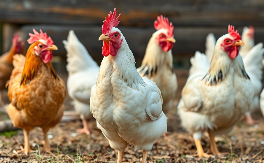 Chickens cluck and squawk in various tones