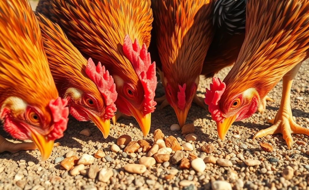 Chickens consume rocks for digestion and health