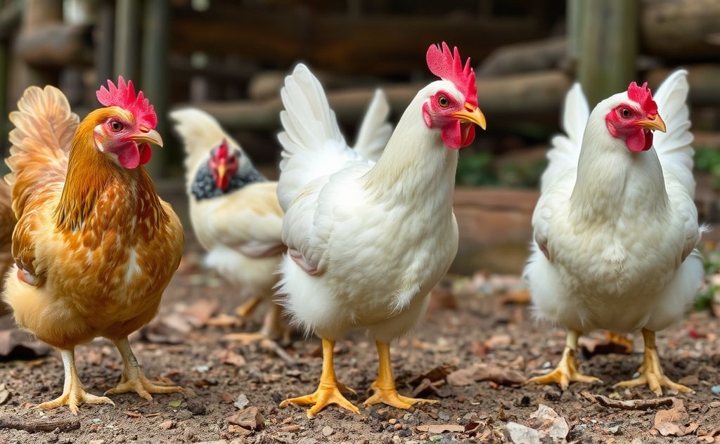 Chickens curious about your feet and surroundings