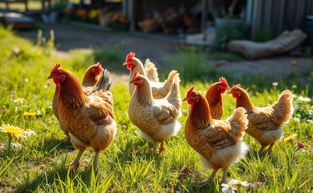 Chickens curiously exploring their environment