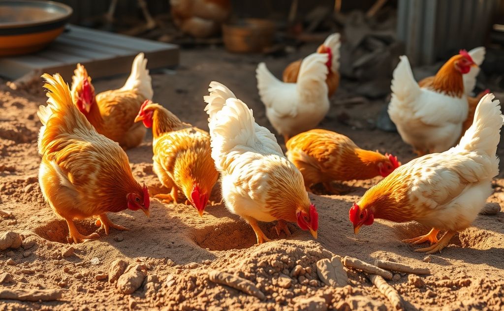 Chickens dig holes for cooling and comfort