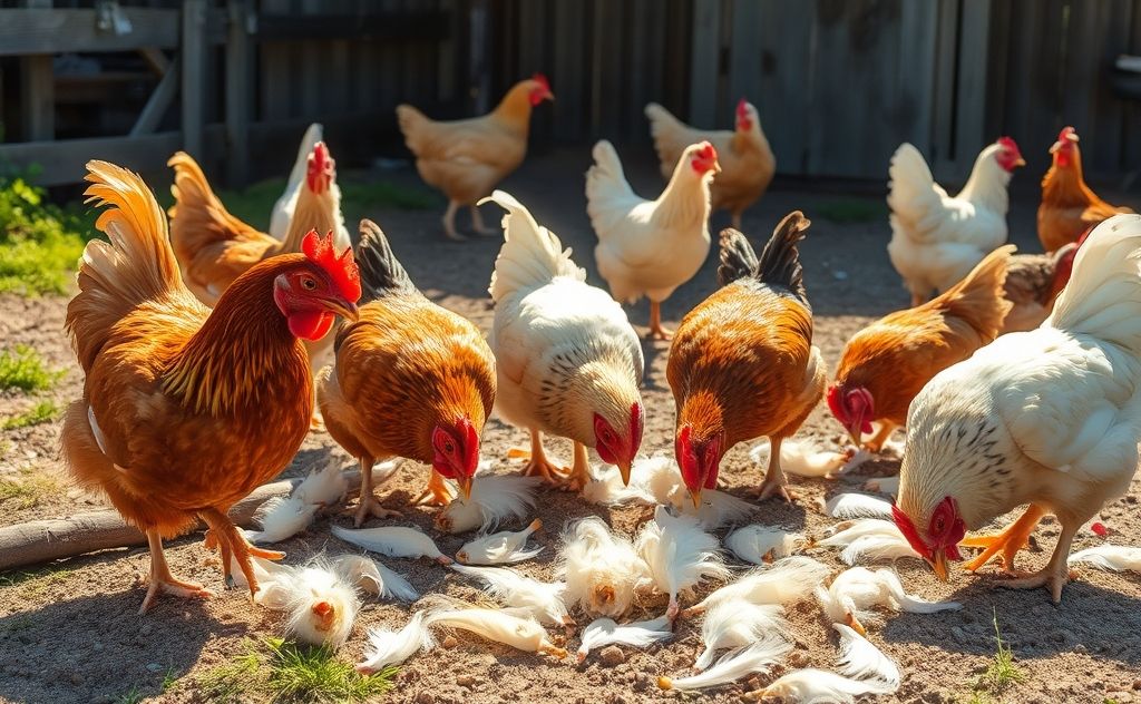 Chickens eat feathers for protein and curiosity