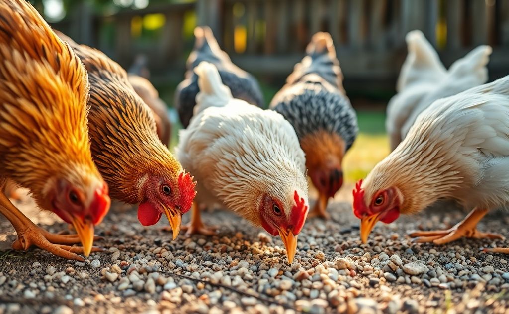 Chickens eat gravel for digestion and grit