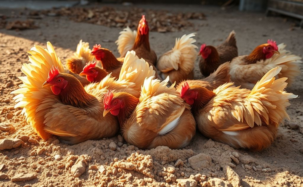 Chickens enjoy dust bathing in dirt for comfort