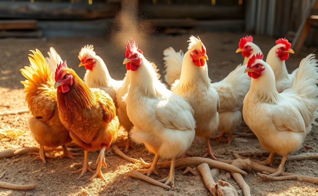 Chickens enjoy dust baths for feather care