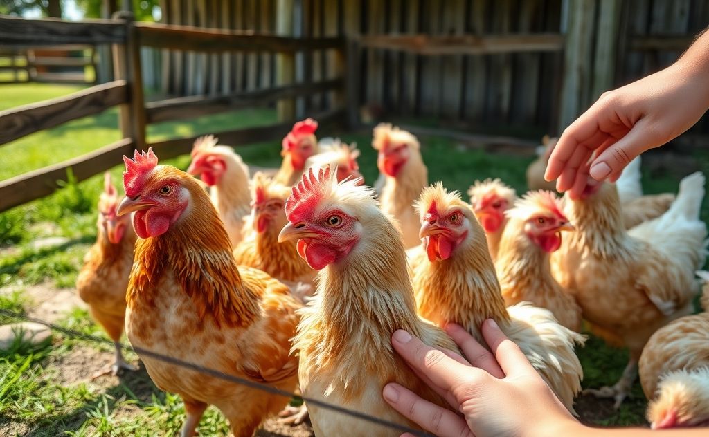 Chickens enjoy gentle petting and relaxation