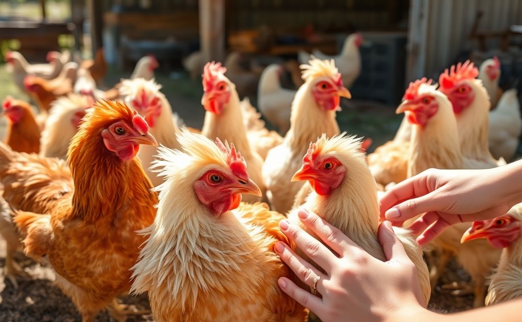 Chickens enjoy gentle petting and soft strokes