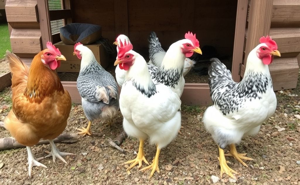 Chickens exploring their new coop environment