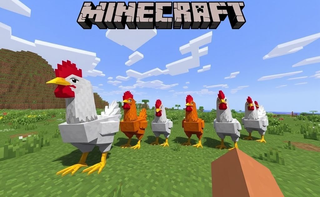 Chickens follow players and seeds in Minecraft