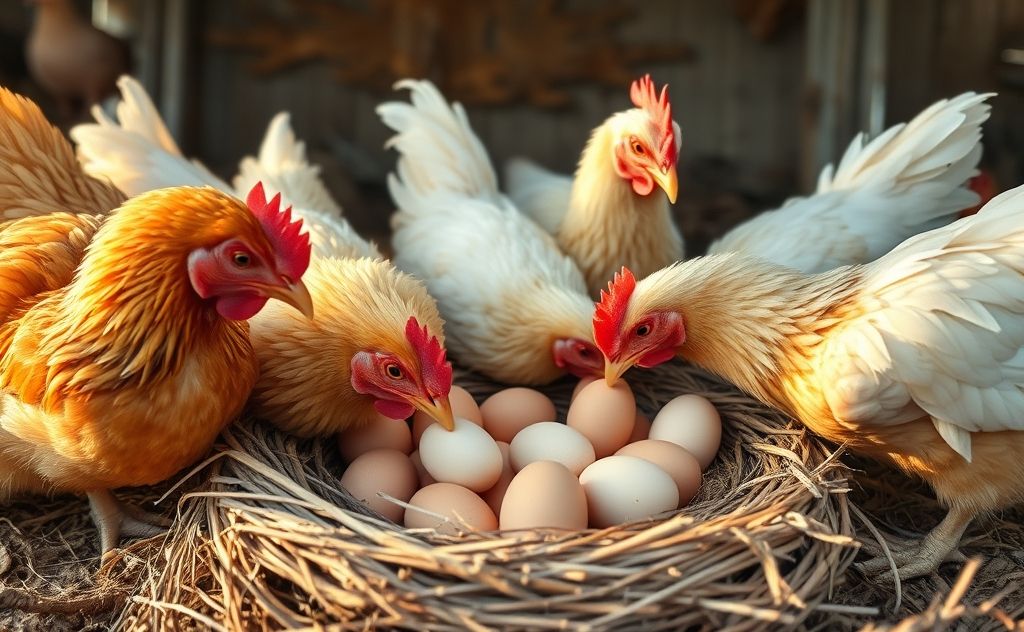 Chickens gently roll and position their eggs