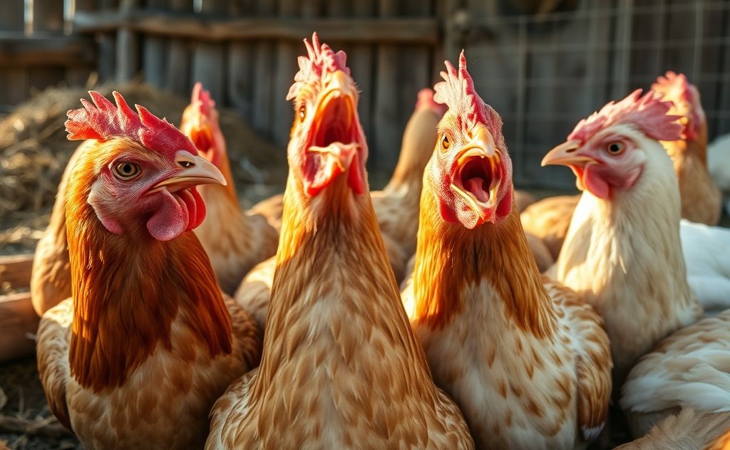 Chickens growl for communication and stress