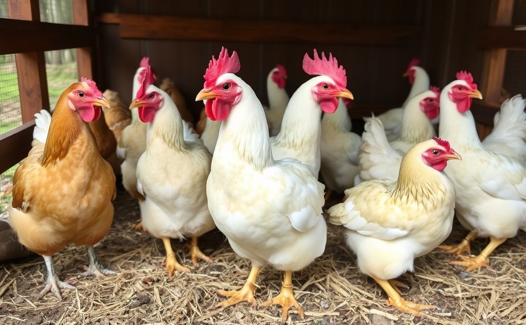 Chickens in a coop for profitable farming