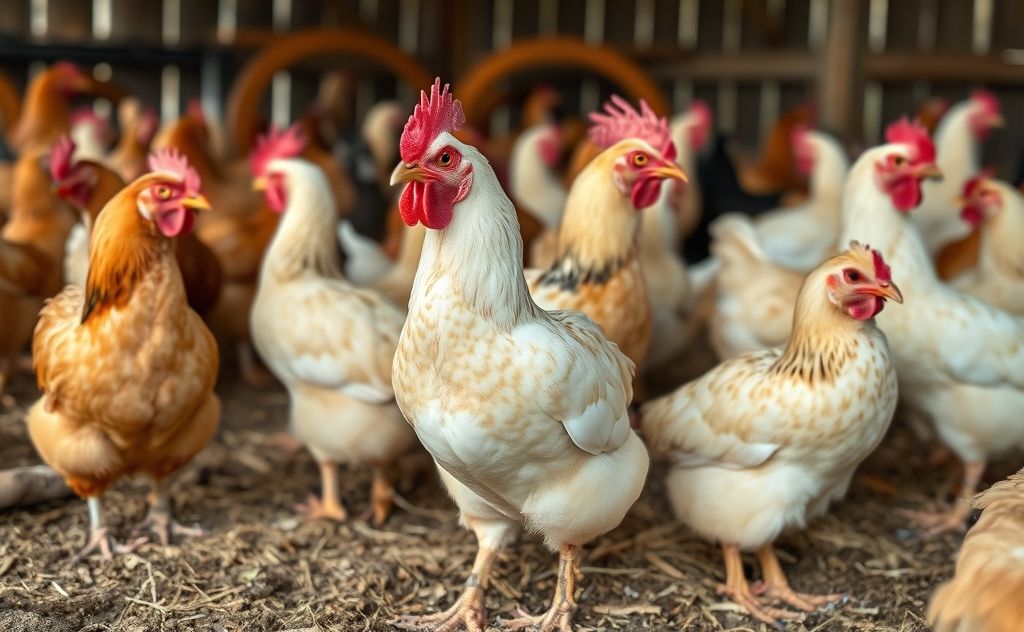 Chickens in a farm setting highlighting daily loss