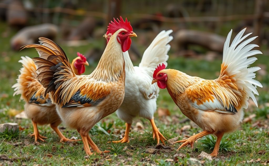 Chickens in conflict over territory and dominance
