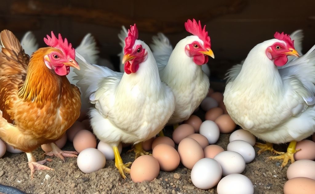 Chickens laying eggs over their lifetime journey