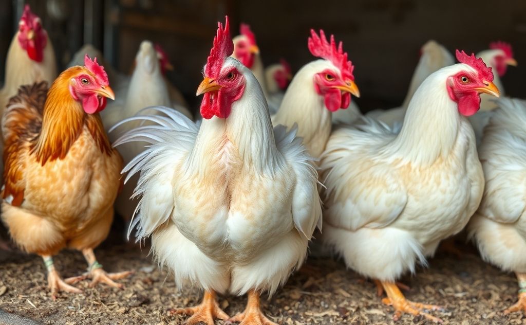 Chickens losing feathers due to stress and health issues