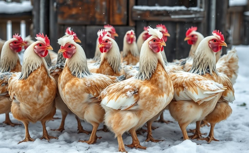 Chickens losing feathers in winter cold