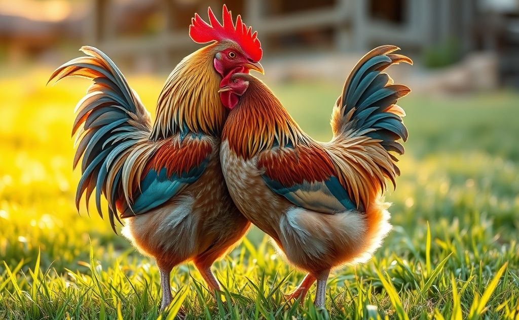 Chickens mate through courtship and copulation