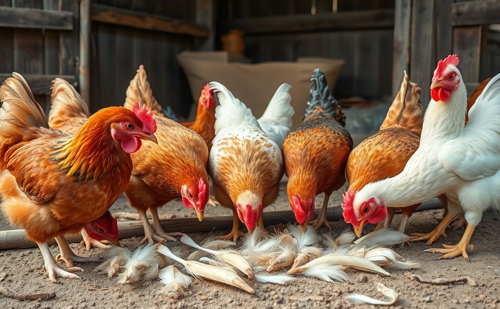Chickens peck at feathers for curiosity and nutrients
