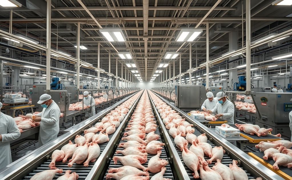 Chickens processed daily at Tyson Foods factory