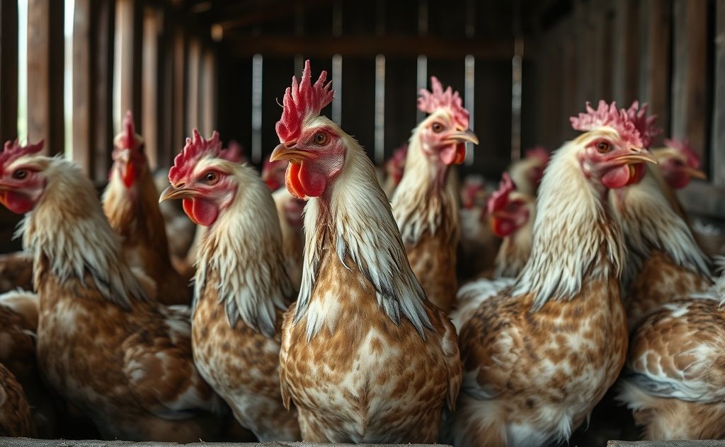 Chickens pulling feathers due to stress or boredom