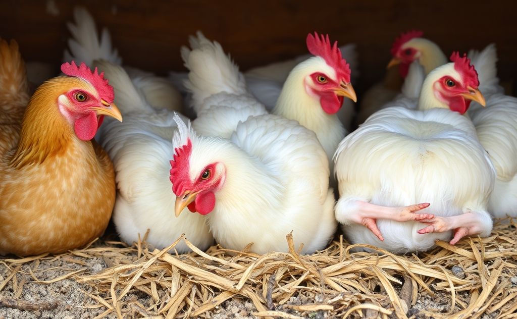 Chickens resting peacefully in a coop