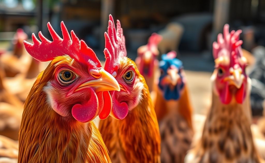 Chickens see bright colors like red and blue