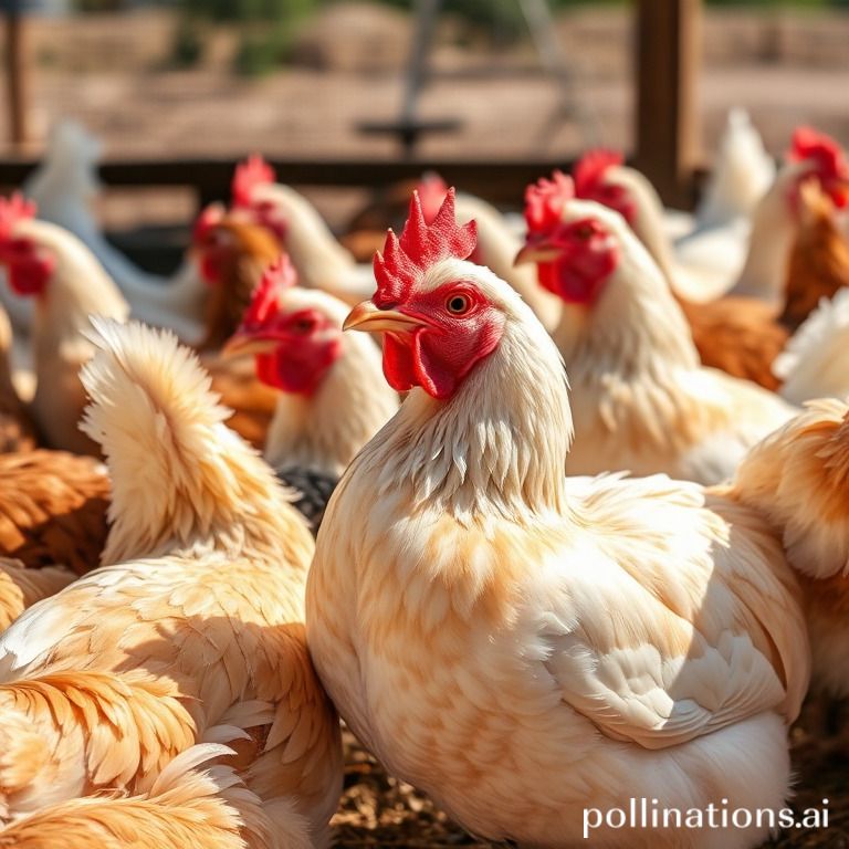 Sunbathing chickens.